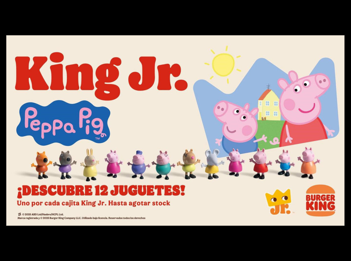 Peppa Pig se suma al menú King Jr. de Burger King con una colección exclusiva de juguetes