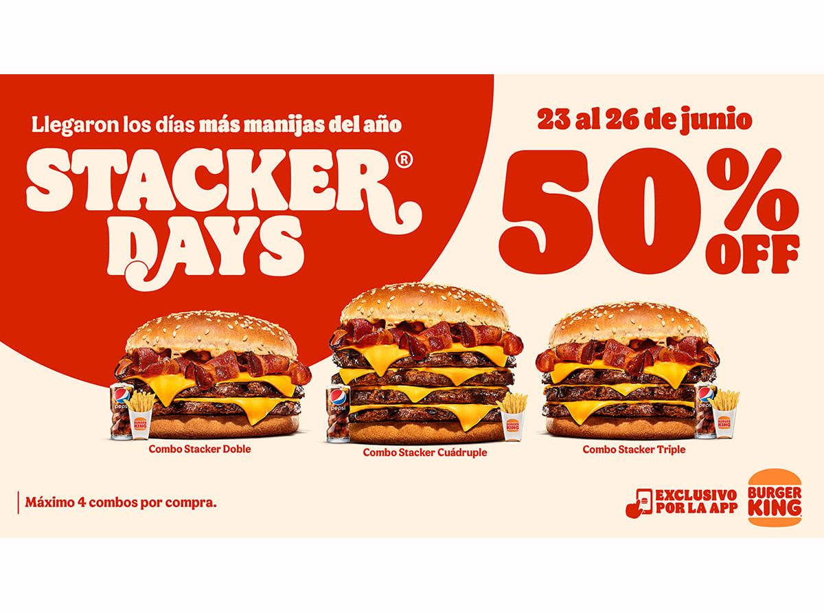 Burger King celebra los Stacker Days con combos a mitad de precio