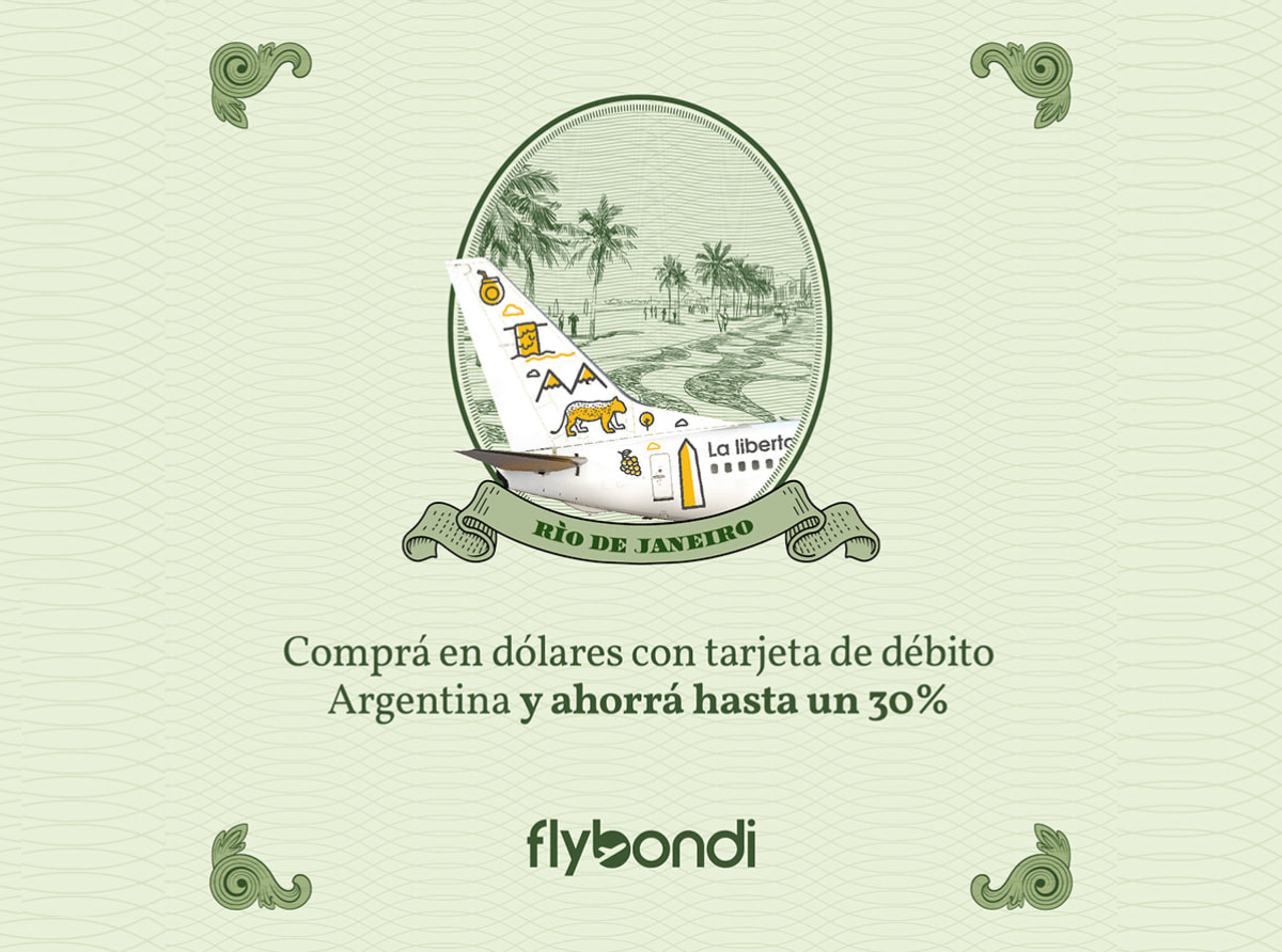 Flybondi suma el pago en dólares con tarjeta de débito para vuelos internacionales.